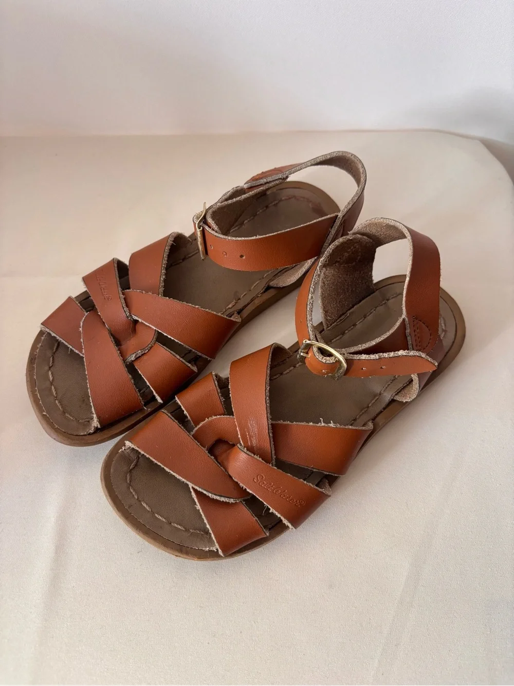 Salt Water Brown Leather Girls Sandals Size 10 Classic Toddler Size